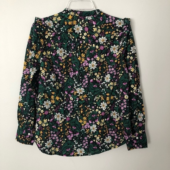 Old Navy floral print button down long sleeve shirt with ruffle shoulders Medium - Picture 2 of 8